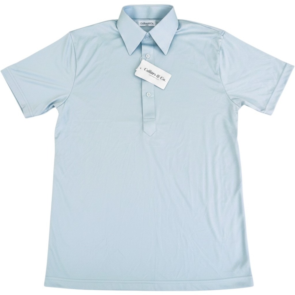 Collars & Co Mens Light Blue Dress Collar Polo Shirt Short Sleeve Size Small NWT